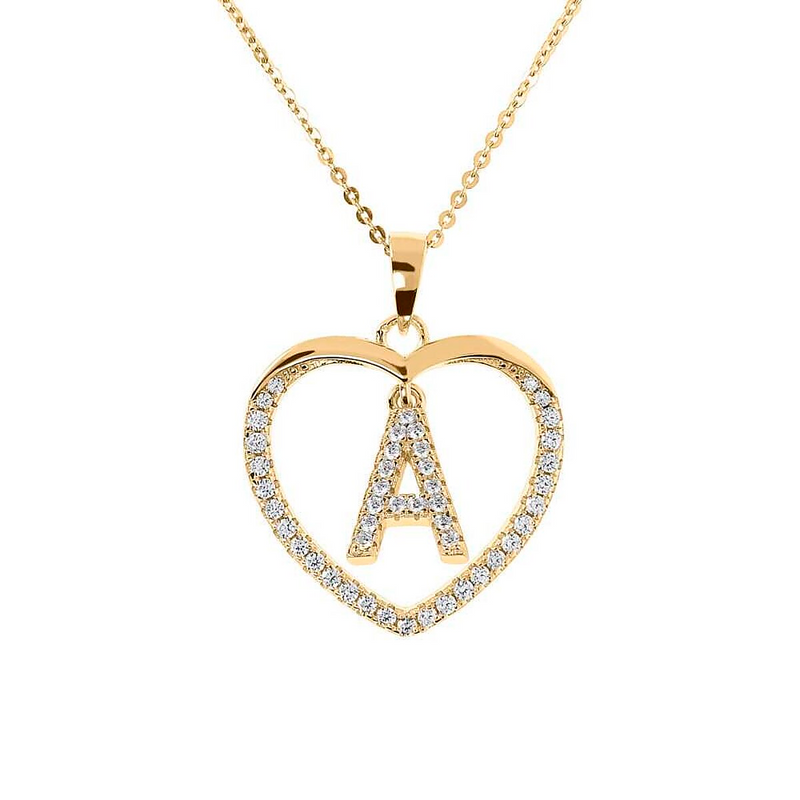 Zirconia heart necklace with initial