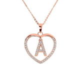 Zirconia heart necklace with initial