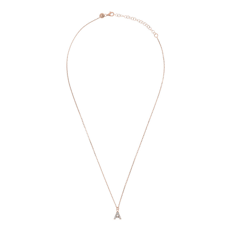 Fine necklace with SMALL initial in zirconia