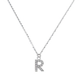 Fine necklace with SMALL initial in zirconia