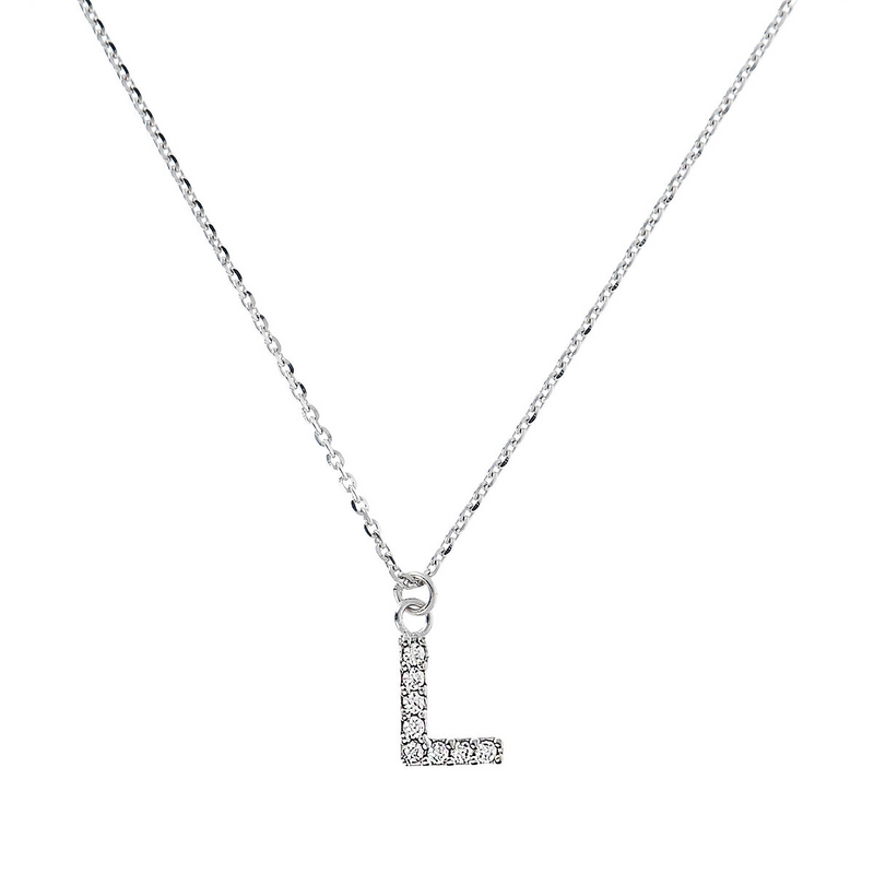 Fine necklace with SMALL initial in zirconia