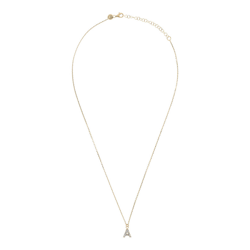 Fine necklace with SMALL initial in zirconia