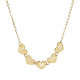 Necklace with perforated hearts with letters