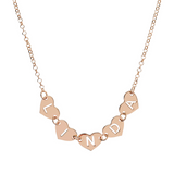 Necklace with perforated hearts with letters