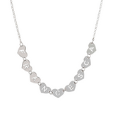 Necklace with perforated hearts with letters