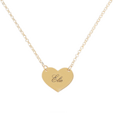 Necklace with engraved vertical hearts