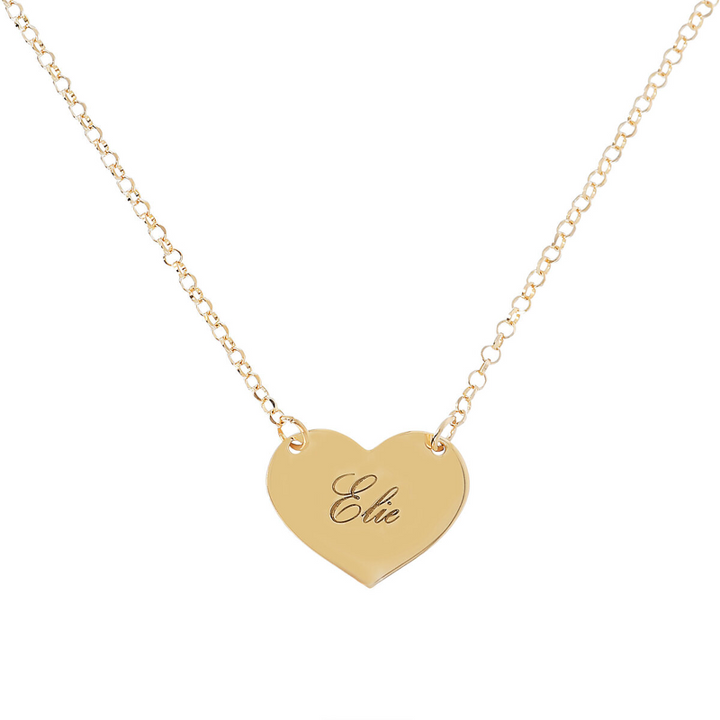 Necklace with engraved vertical hearts