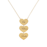 Necklace with engraved vertical hearts