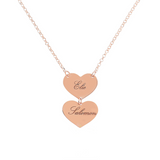 Necklace with engraved vertical hearts