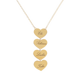 Necklace with engraved vertical hearts