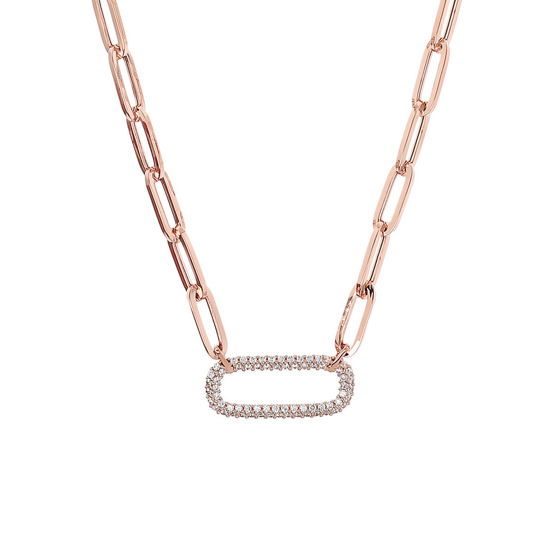 Necklace with Rectangle in Zircons
