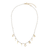 Rosary necklace with colored stones and hanging letters