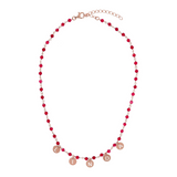 Rosary Necklace with Colored Stones and Pendant Pierced Rounds