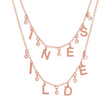 Personalized necklace with double name and diamond settings