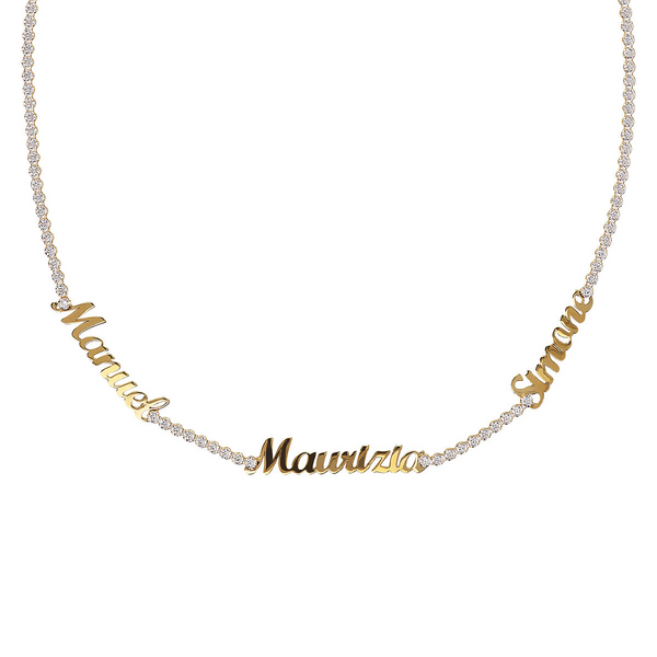 Tennis necklace in zirconia with personalized names