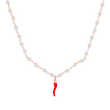 rosary necklace with red horn