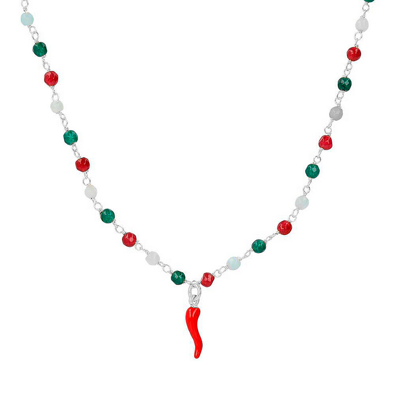 rosary necklace with red horn