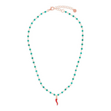 rosary necklace with red horn