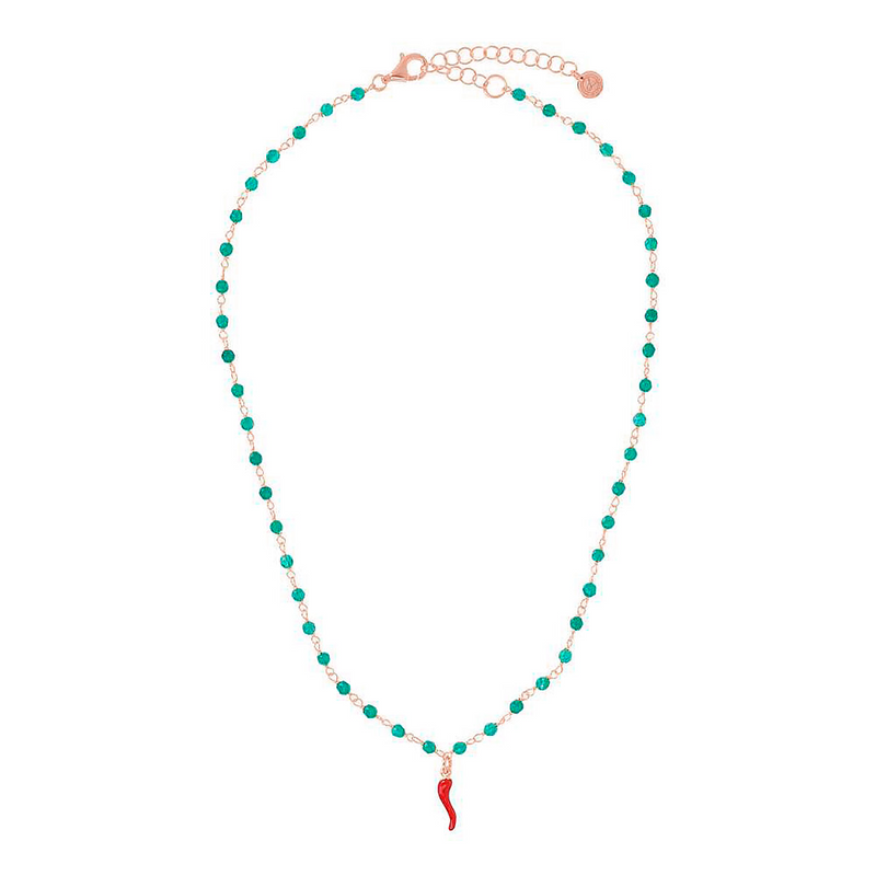 rosary necklace with red horn