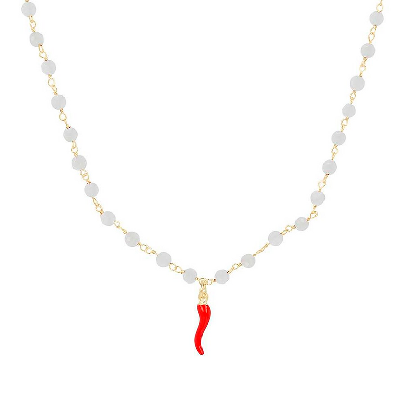 rosary necklace with red horn
