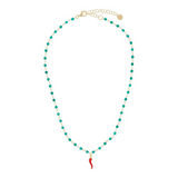rosary necklace with red horn