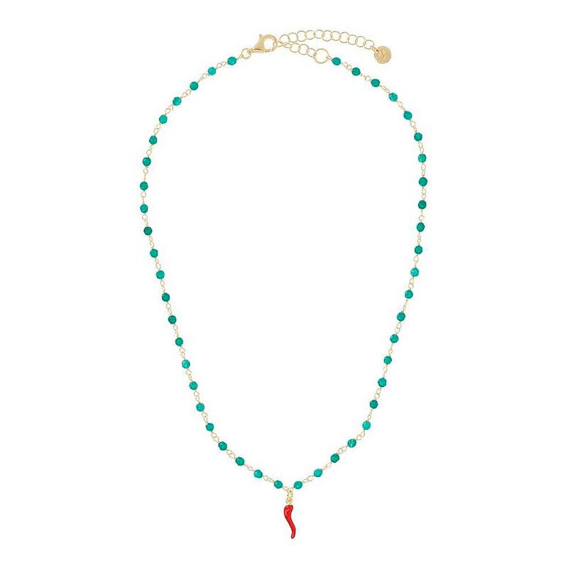 rosary necklace with red horn