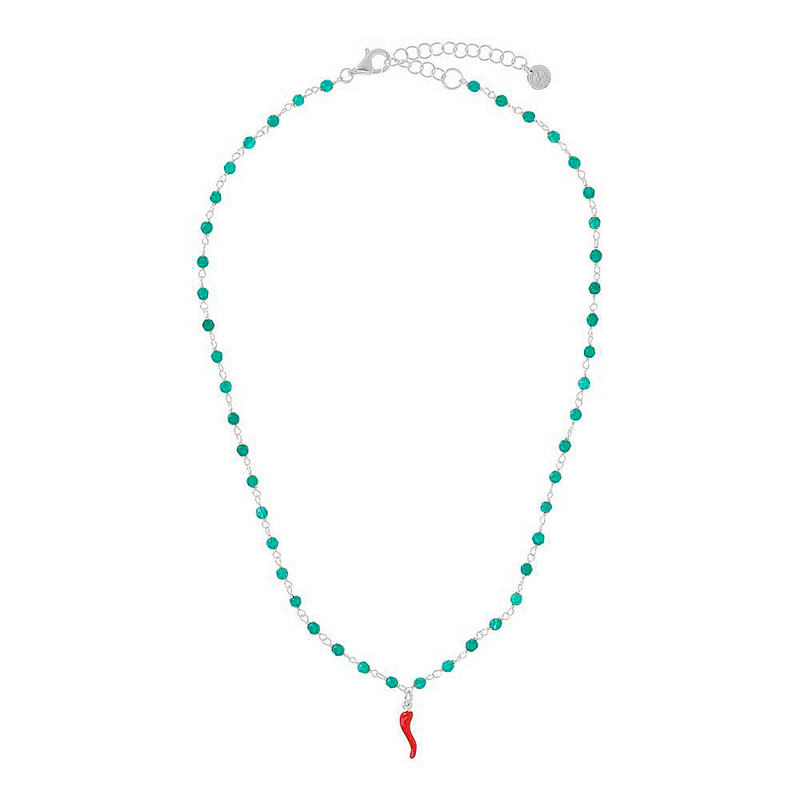 rosary necklace with red horn