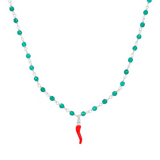 rosary necklace with red horn