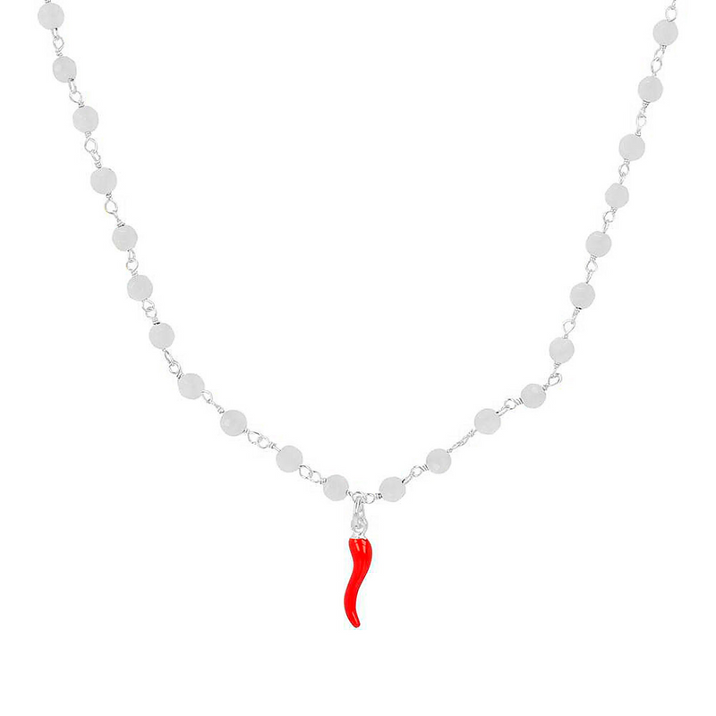 rosary necklace with red horn