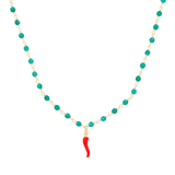 rosary necklace with red horn