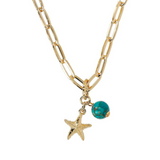 Turquoise Pendant Necklace with Sea Pendant