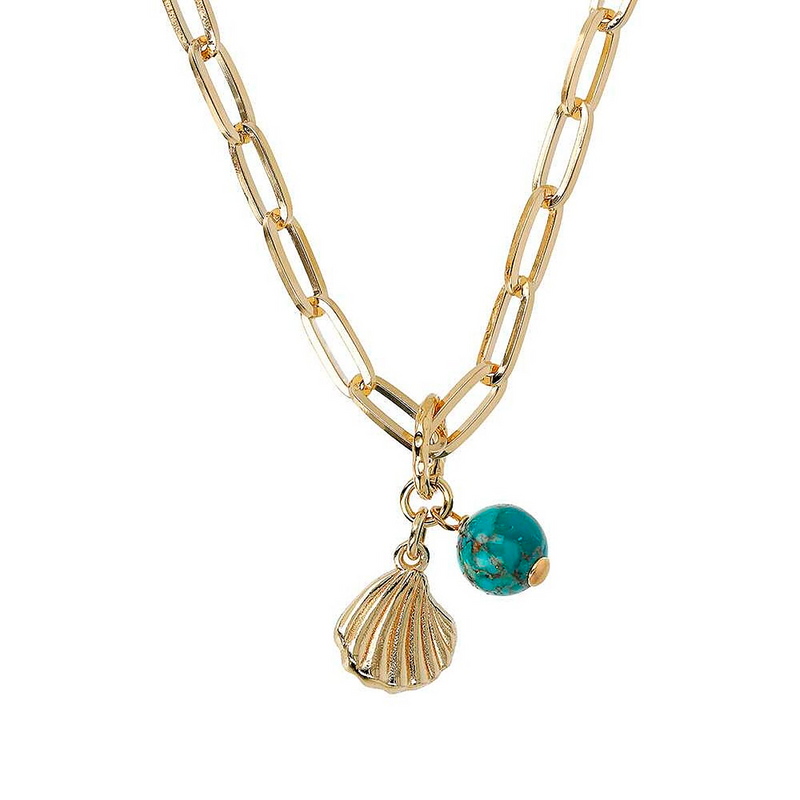 Turquoise Pendant Necklace with Sea Pendant