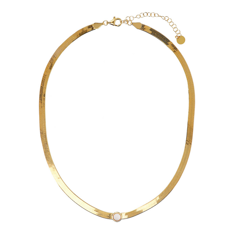 Snake necklace with colored center