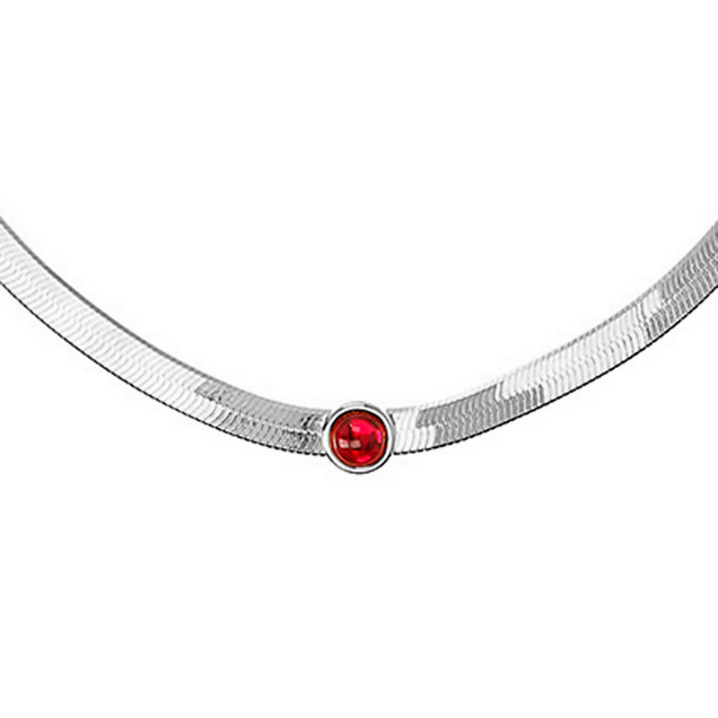 Snake necklace with colored center