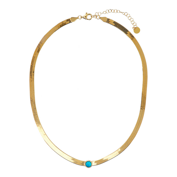 Snake necklace with colored center