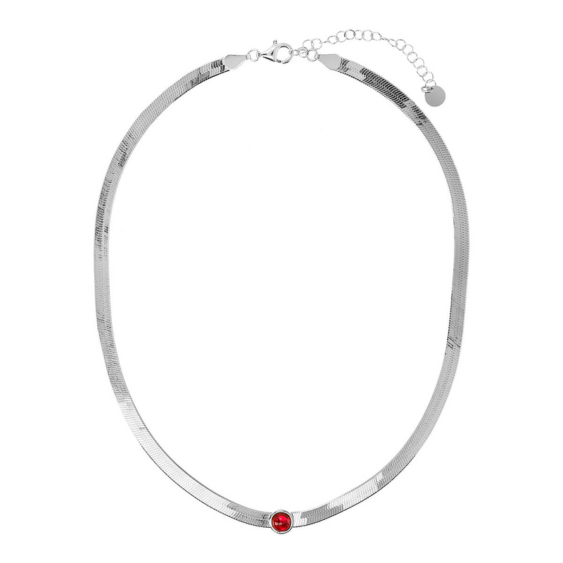 Snake necklace with colored center