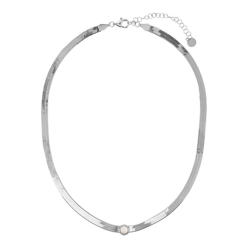 Snake necklace with colored center