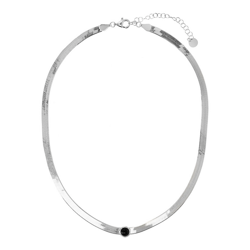 Snake necklace with colored center