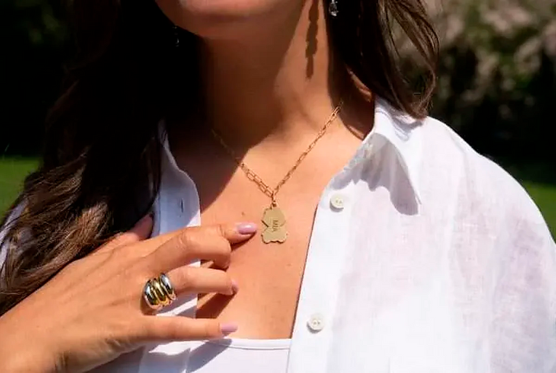 Necklace with Large Baby Pendant and Engraving