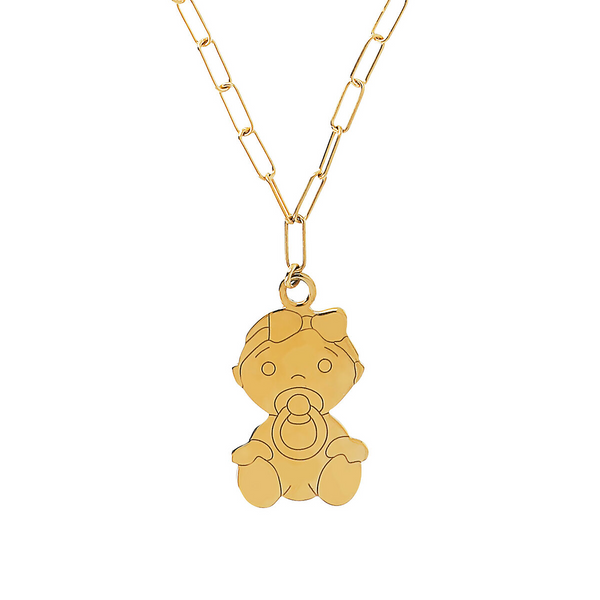 Necklace with Large Baby Pendant and Engraving