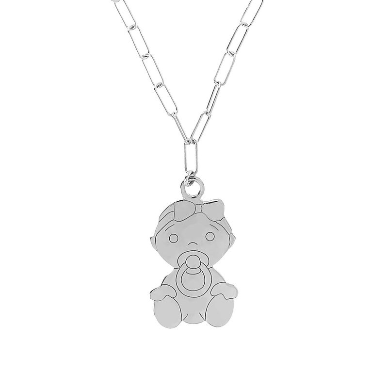 Necklace with Large Baby Pendant and Engraving