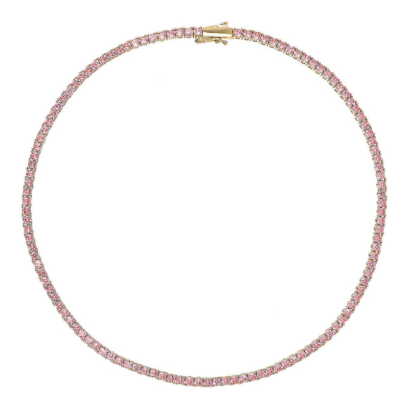 Pink Tennis Necklace