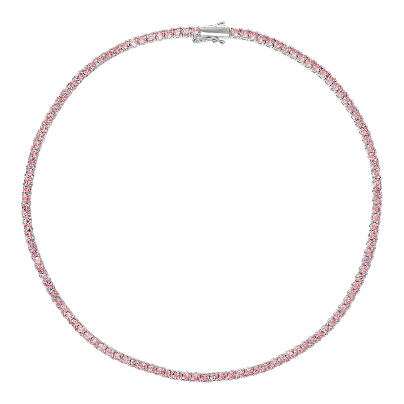 Pink Tennis Necklace
