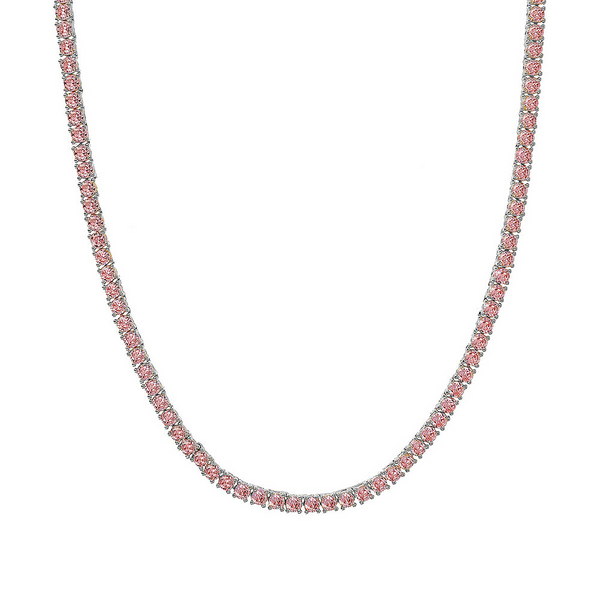 Pink Tennis Necklace