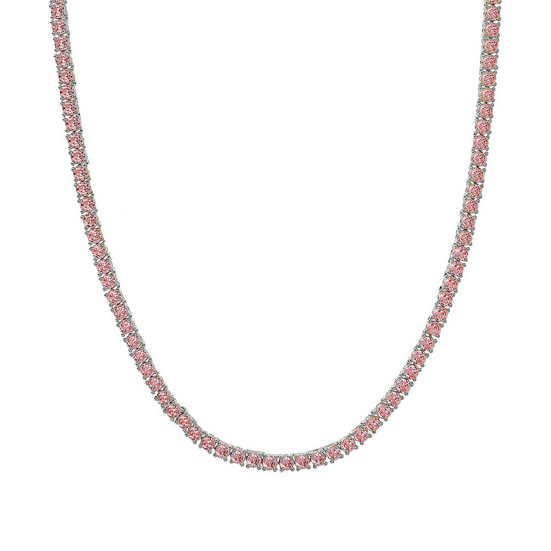 Pink Tennis Necklace
