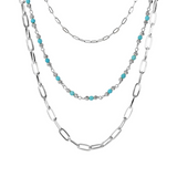 EXCLUSIVE: 3-row necklace with colored stones