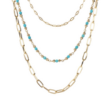 EXCLUSIVE: 3-row necklace with colored stones