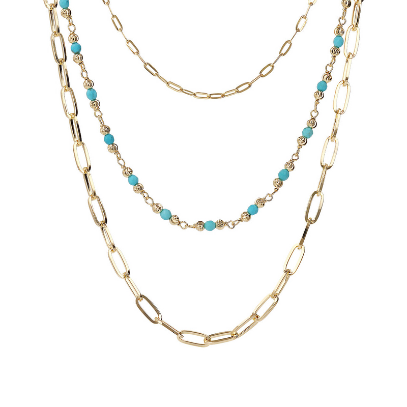 EXCLUSIVE: 3-row necklace with colored stones