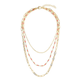 EXCLUSIVE: 3-row necklace with colored stones