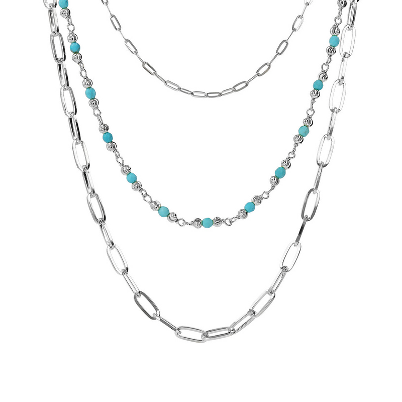 EXCLUSIVE: 3-row necklace with colored stones